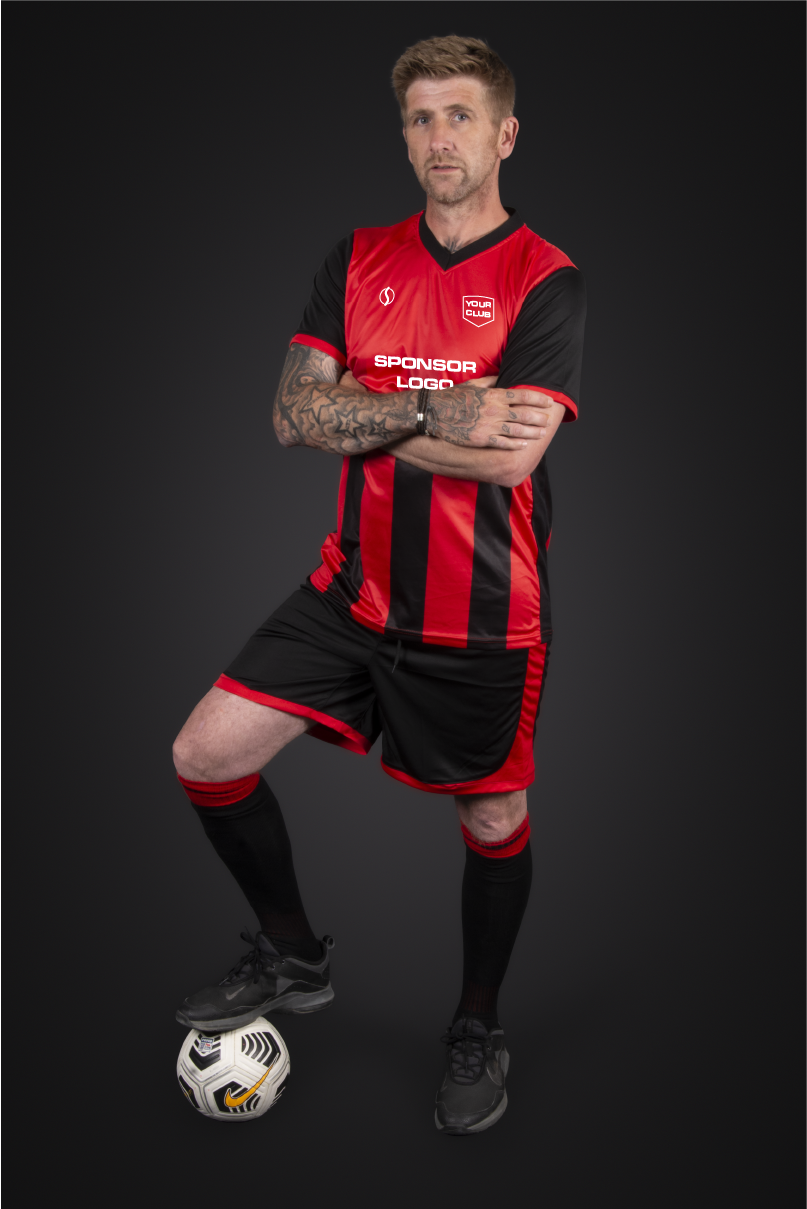 Riga Striped Football Kit with logos and numbers (Adult)
