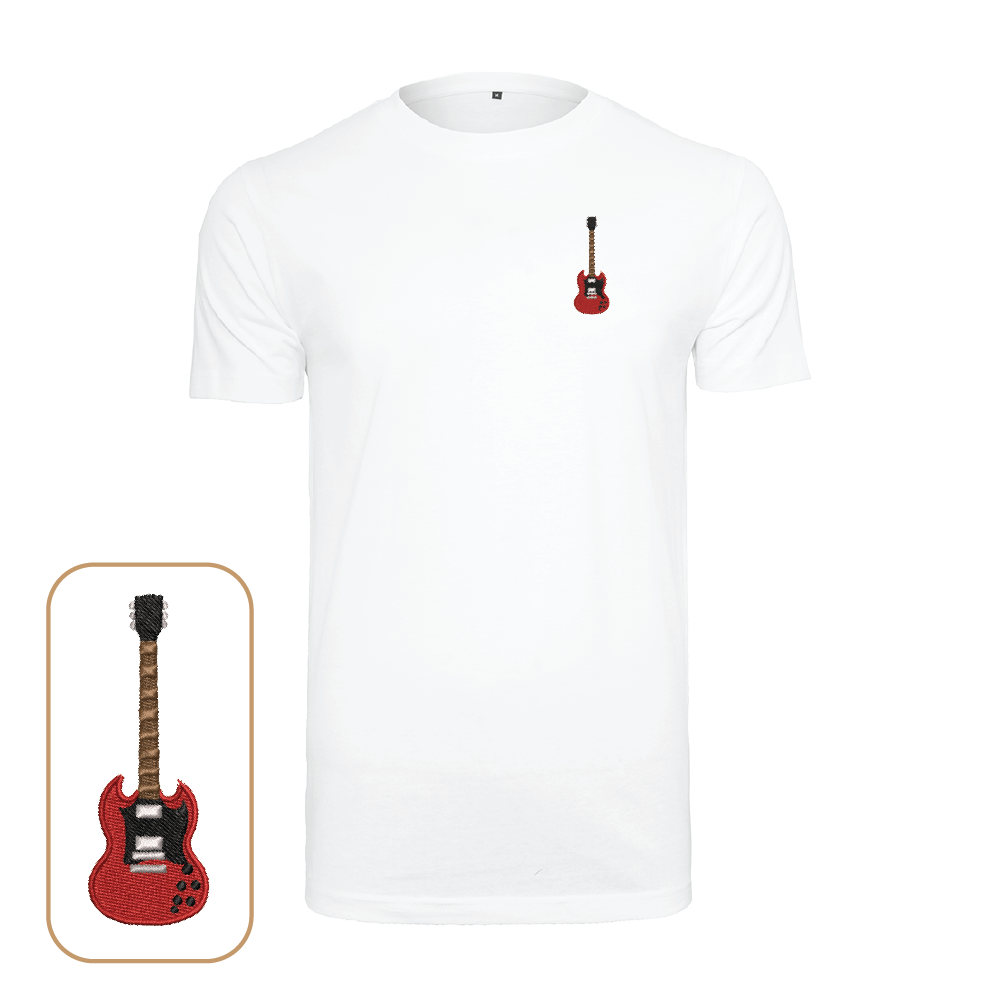 Electric Guitar T-Shirt with embroidered Double cut guitar vintage design