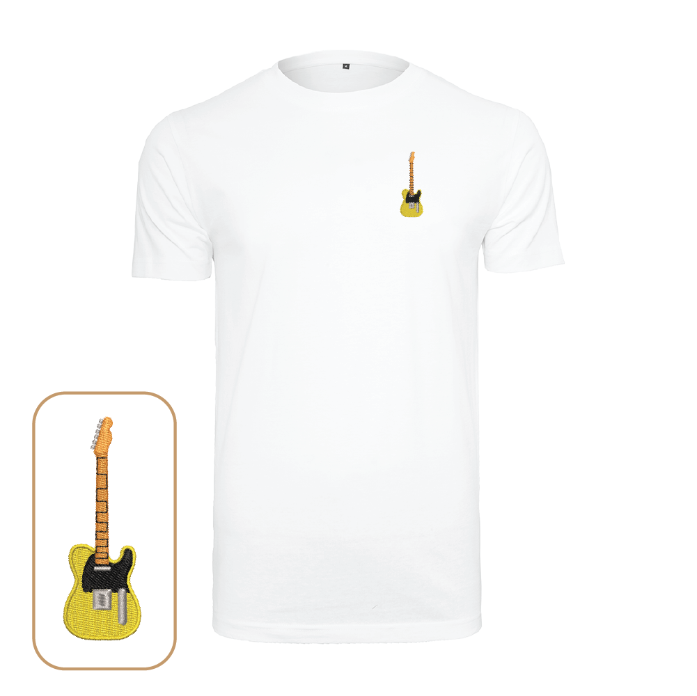 Electric Guitar T-Shirt with embroidered T Style guitar vintage design