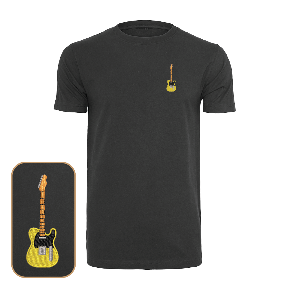 Electric Guitar T-Shirt with embroidered T Style guitar vintage design