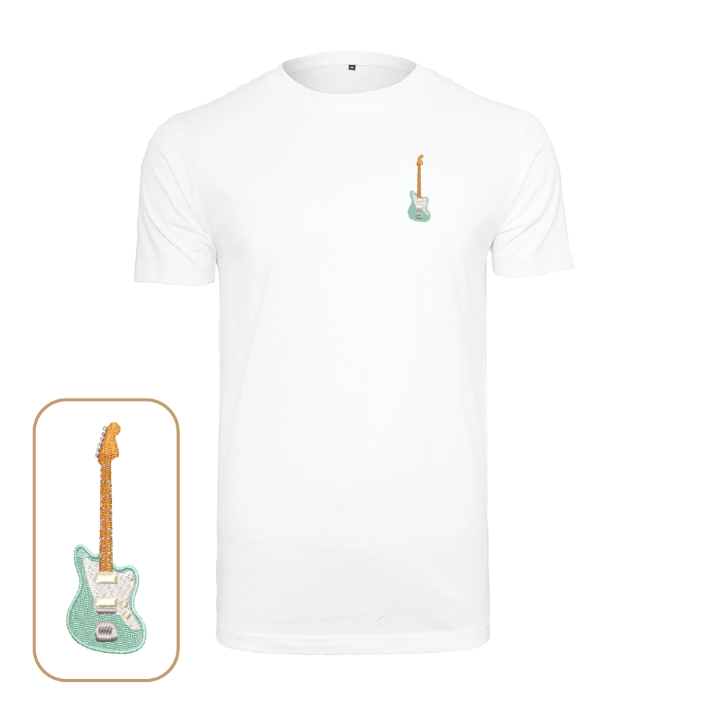 Electric Guitar T-Shirt with embroidered Jazz Surf guitar vintage design
