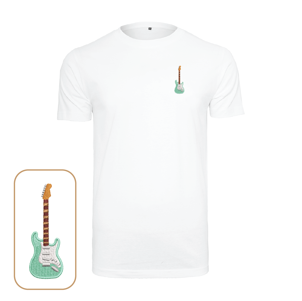 Electric Guitar T-Shirt with embroidered S Style guitar vintage design