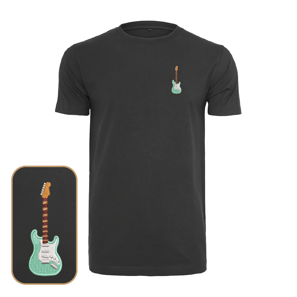 Electric Guitar T-Shirt with embroidered S Style guitar vintage design
