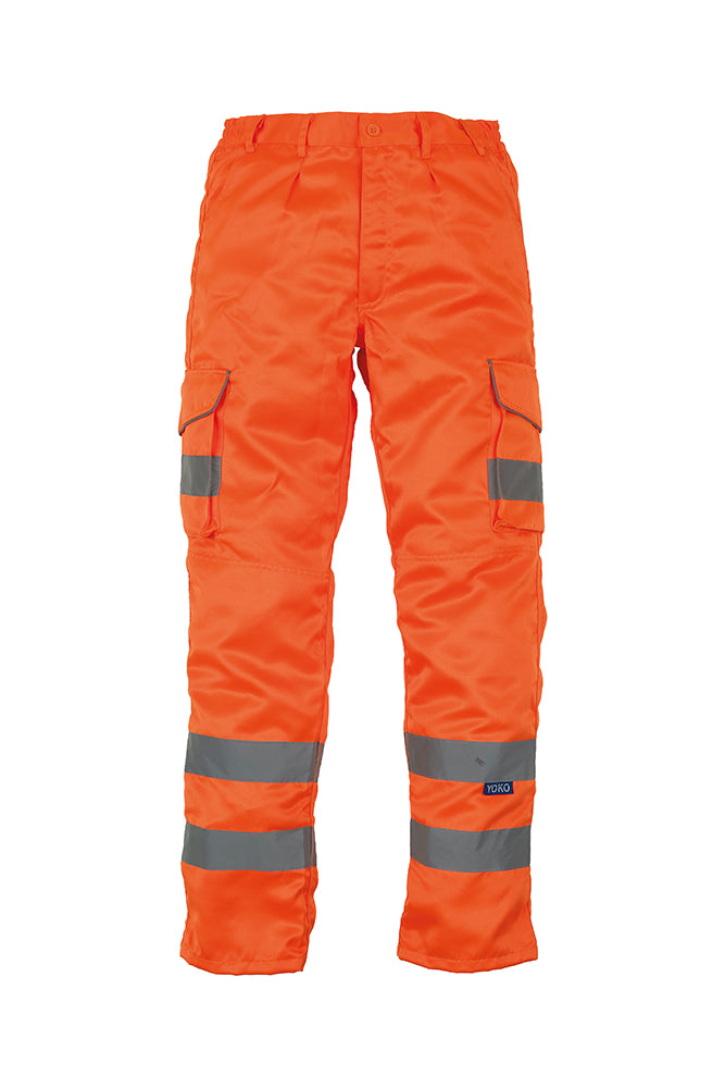 Hi-vis polycotton cargo trousers with knee pad pockets (HV018T/3M) YK073 - Trustsport