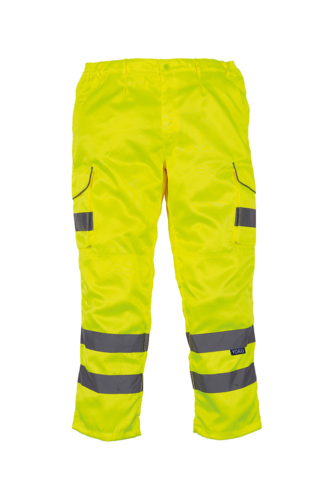 Hi-vis polycotton cargo trousers with knee pad pockets (HV018T/3M) YK073 - Trustsport